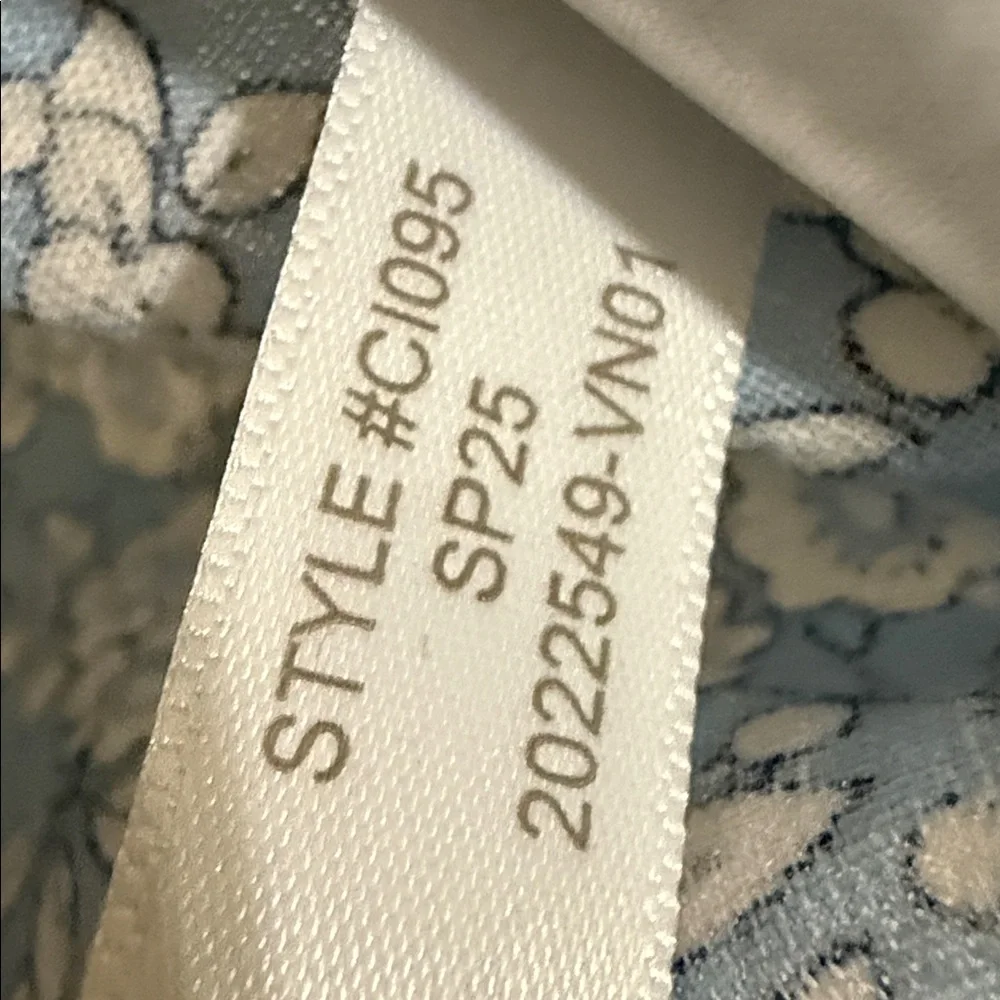 J crew destination Light Blue daisy Floral Blouse top women L button front boho - Picture 8 of 10